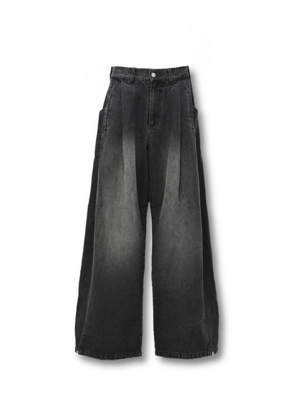 【CS】side tuck drape denim pants (黒） サイズ2 CS】side tuck drape denim pants (black) | OUR BRAND