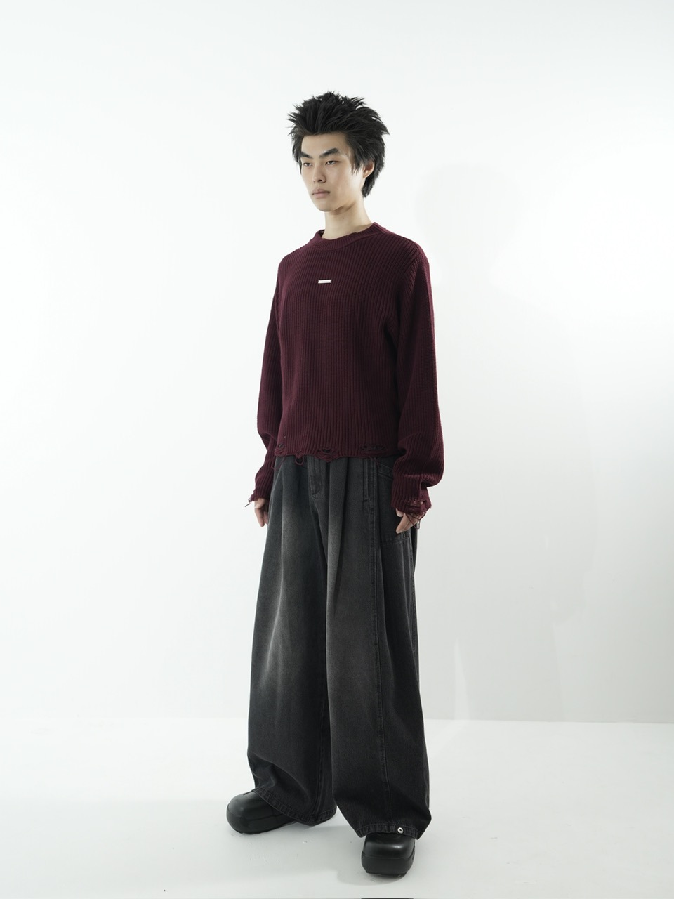 CS】side tuck drape denim pants (black) | OUR BRAND,Chikashitsu + 