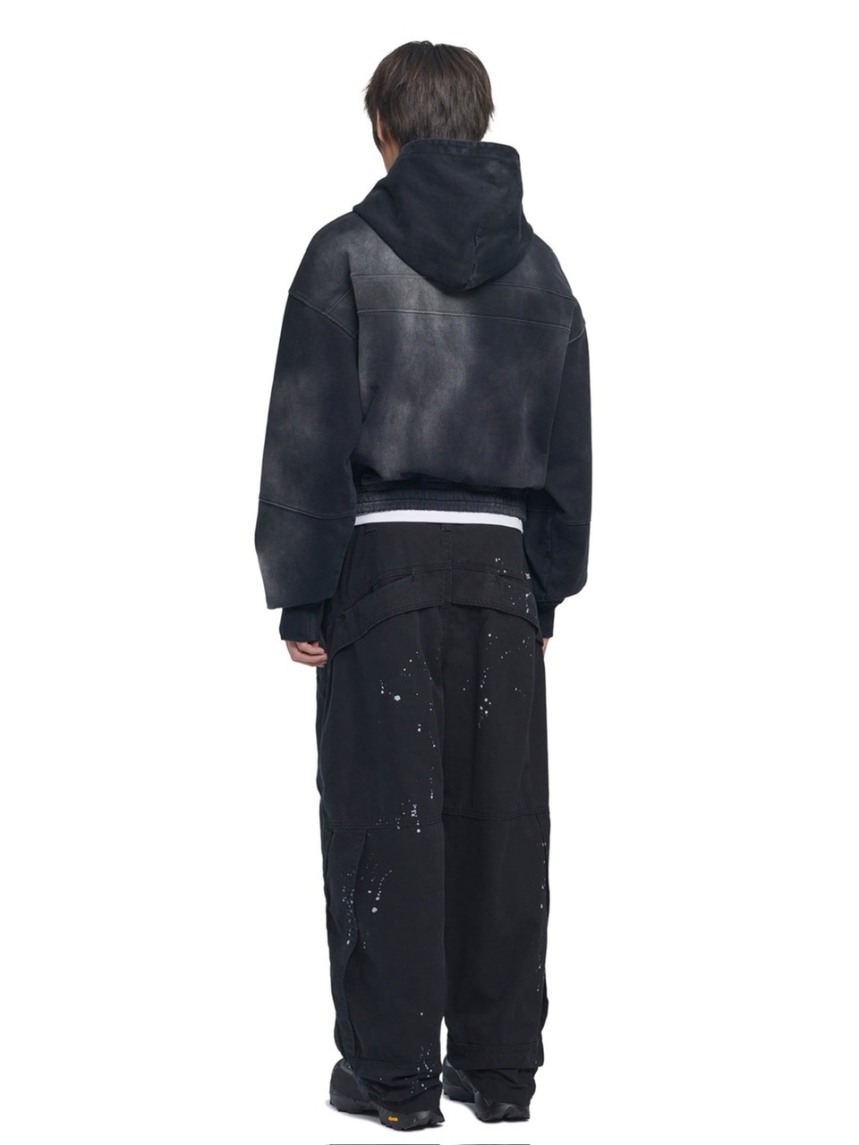 【NOMANUAL】STAIN WASHED HOODIE / 【ノーマニュアル】ステインウォッシュド長袖パーカー