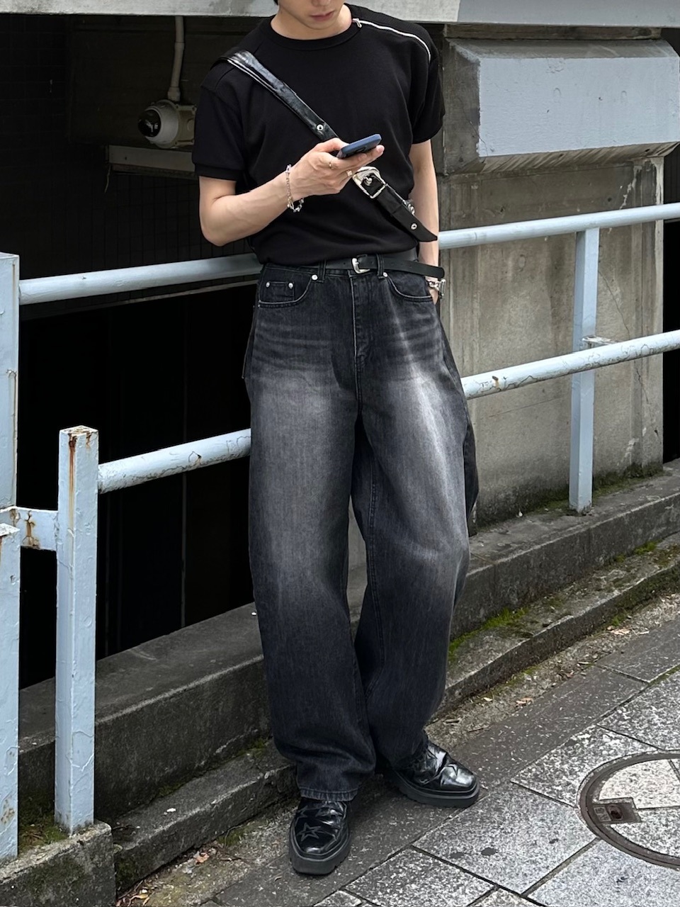 大阪店WEB限定受注制【Chikashitsu +】vintage wash semi wide denim