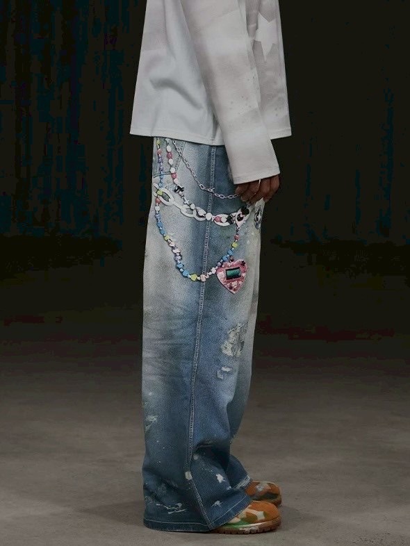 DND4DES】Y2K CARTOON PENDANTS PRINT PANTS | OUR BRAND