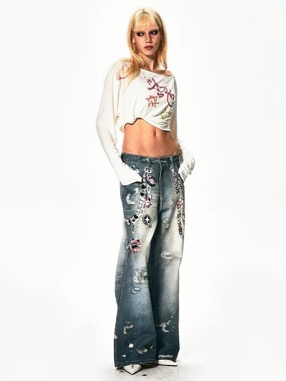 DND4DES デジタルプリントジーンズ y2k DND4DES digital print denim y2k grunge