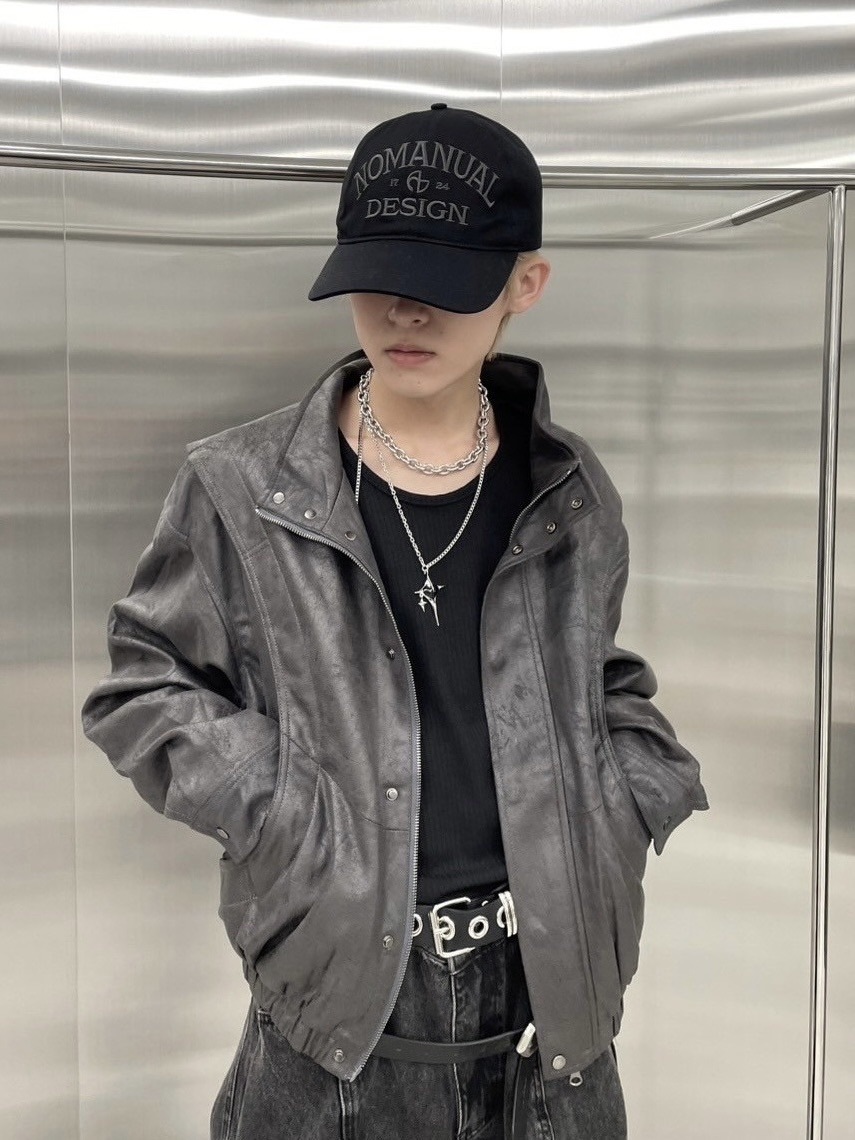 【nmtc +】line leather jacket / 【エヌエムティーシープラス】ラインレザージャケット (2color)