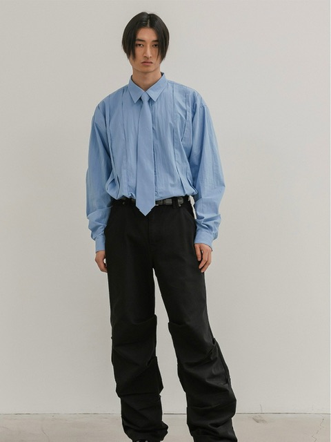 ★ESCSTUDIO★peach washing pintuck tie shirt(black)★正規品 ESC STUDIO】peach washing pintuck tie shirt | OUR BRAND,ESC