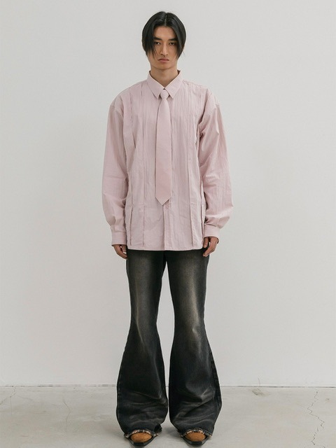 ★ESCSTUDIO★peach washing pintuck tie shirt(black)★正規品 ESC STUDIO】peach washing pintuck tie shirt | OUR BRAND,ESC