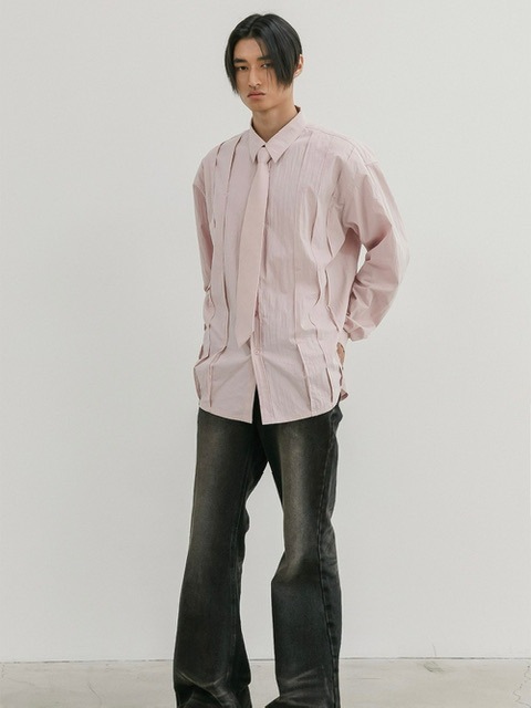 【ESC STUDIO】23FW★ peach washing pintuck tie shirt ESC STUDIO】peach washing pintuck tie shirt | OUR BRAND,ESC