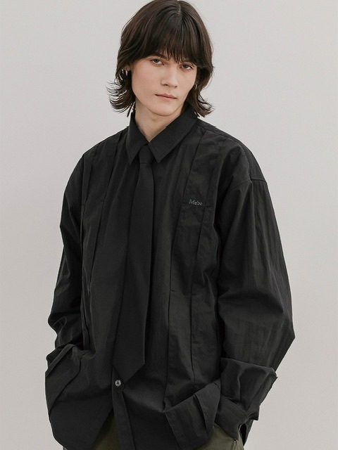 ★ESCSTUDIO★peach washing pintuck tie shirt(black)★正規品 ESC STUDIO】peach washing pintuck tie shirt | OUR BRAND,ESC