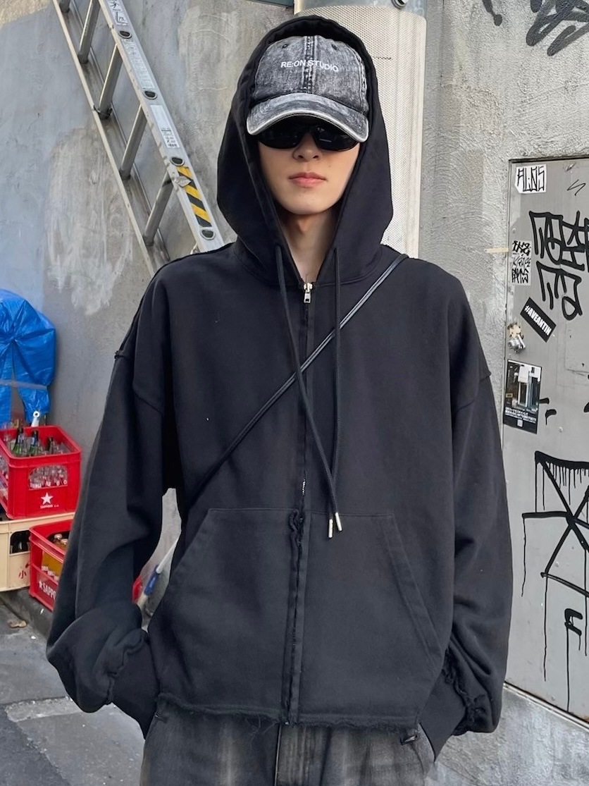 トップス CR Selly THUMBS CUT HOODIE Black M SELLY_THUMBS_CUT_TEE_WHITE.