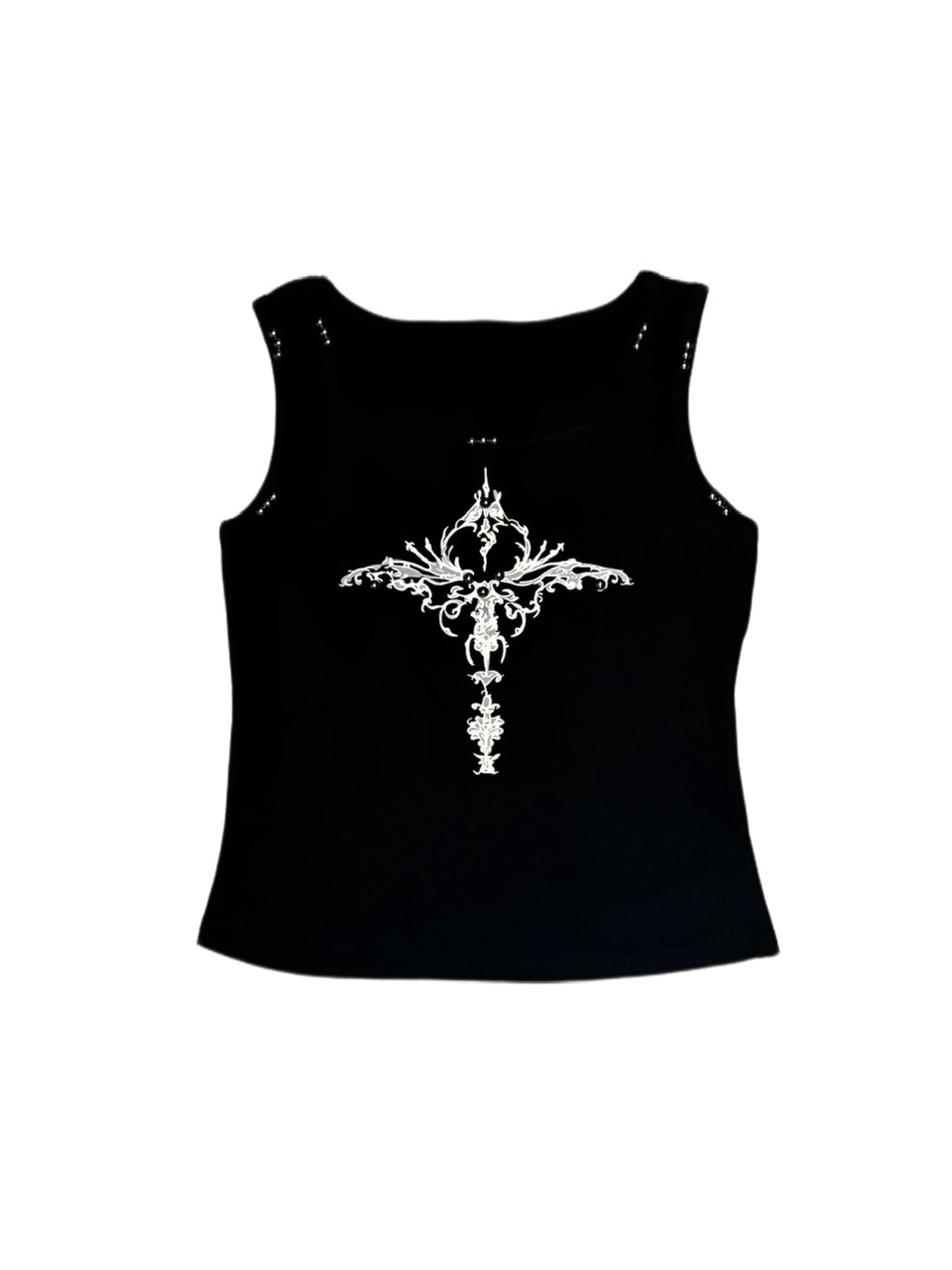 【XU DOG】studs cross print sleeveless (4color)