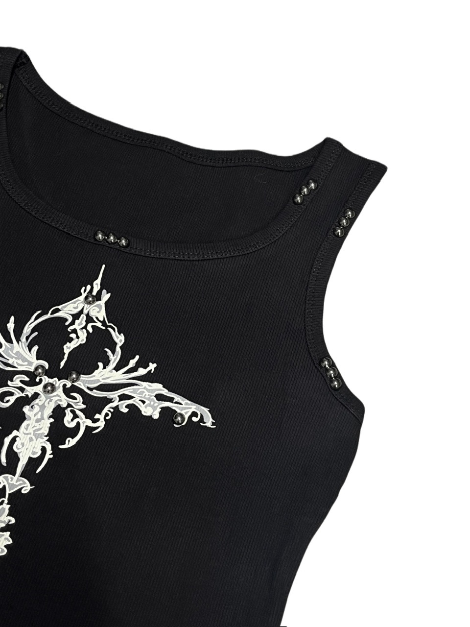 【XU DOG】studs cross print sleeveless (4color)