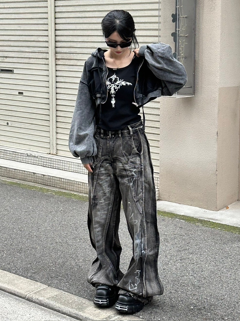 【XU DOG】studs cross print sleeveless (4color)