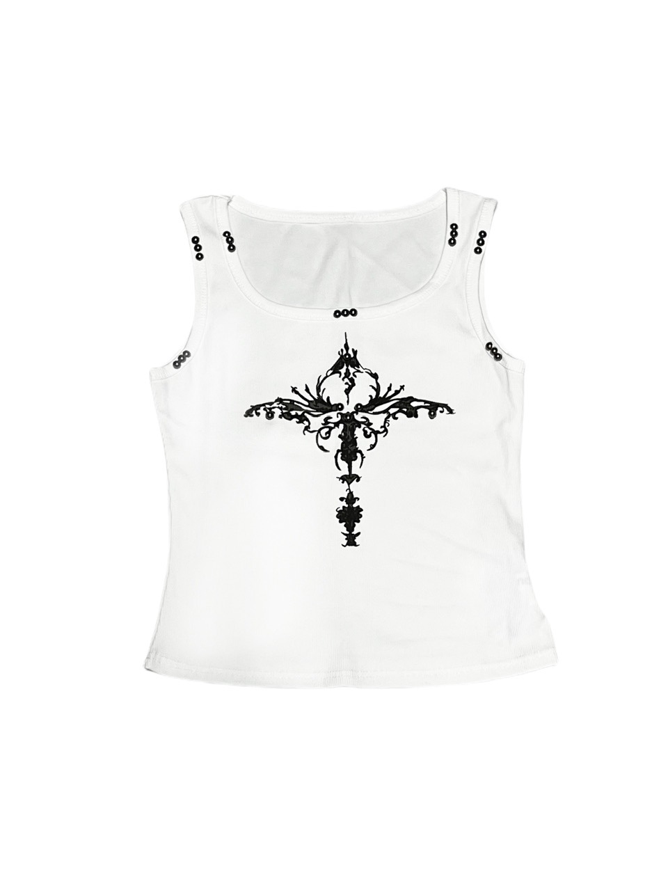 【XU DOG】studs cross print sleeveless (4color)