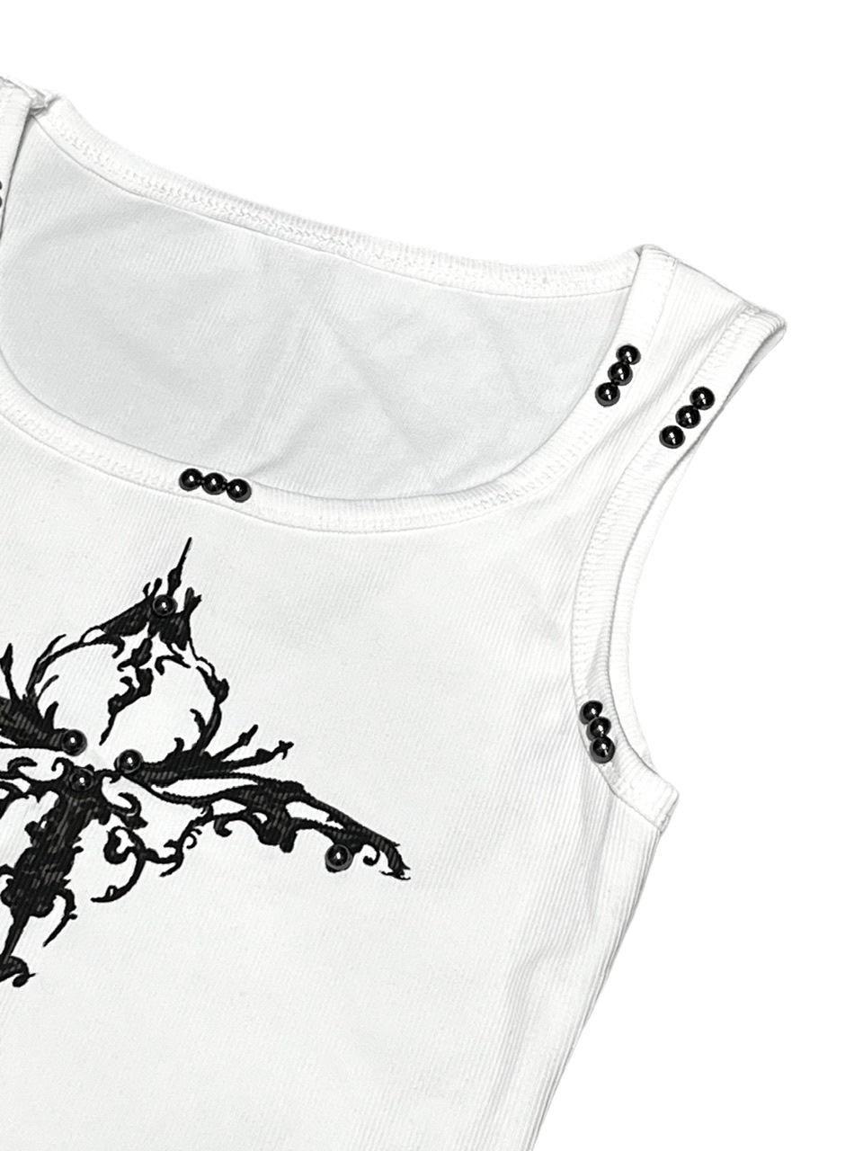 【XU DOG】studs cross print sleeveless (4color)