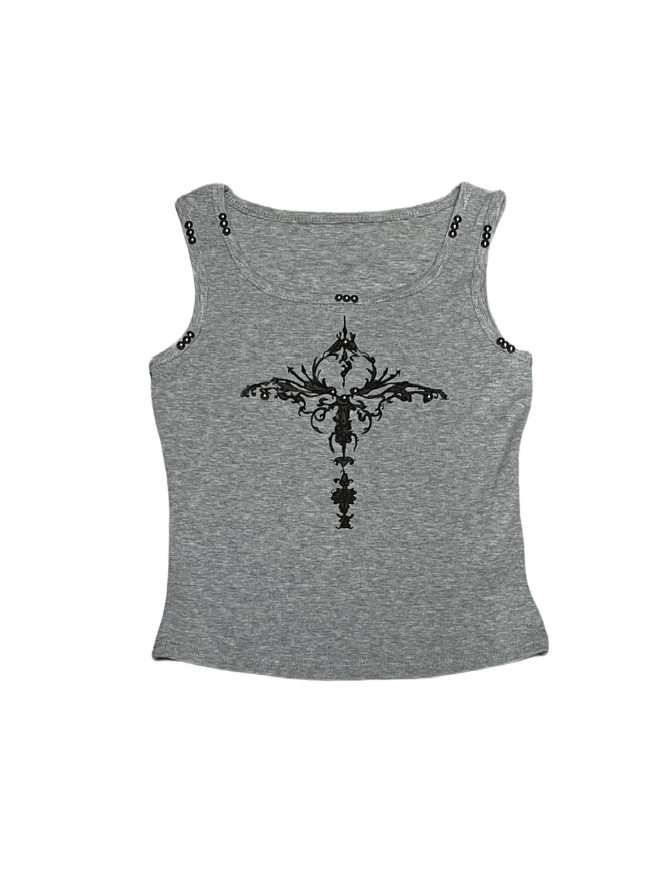 【XU DOG】studs cross print sleeveless (4color)