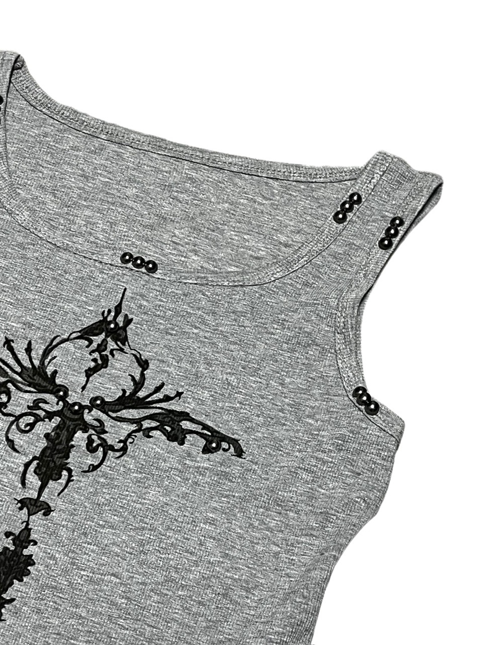 【XU DOG】studs cross print sleeveless (4color)
