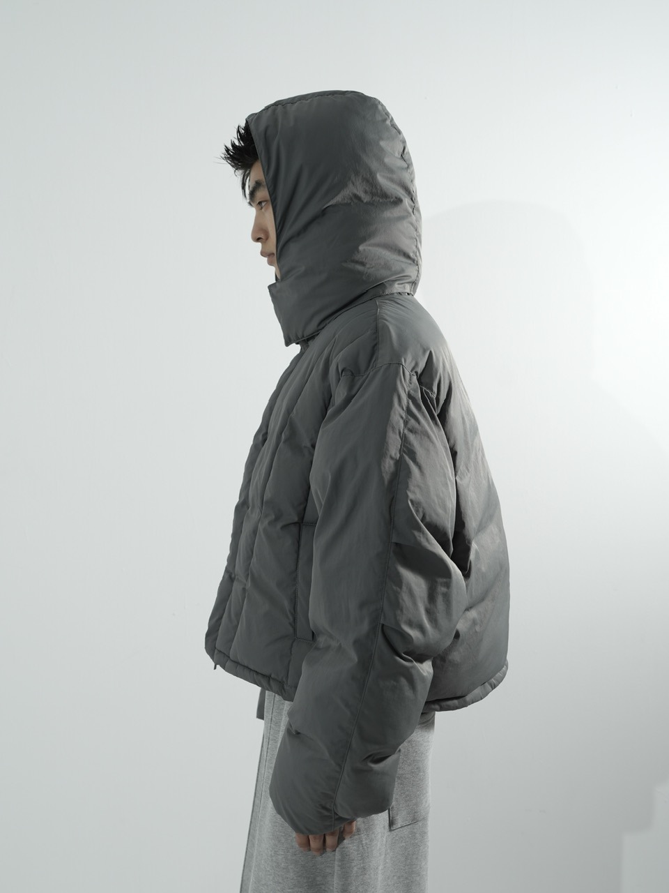 CS】2way cropped puffer jacket (charcoal) | OUR BRAND,Chikashitsu