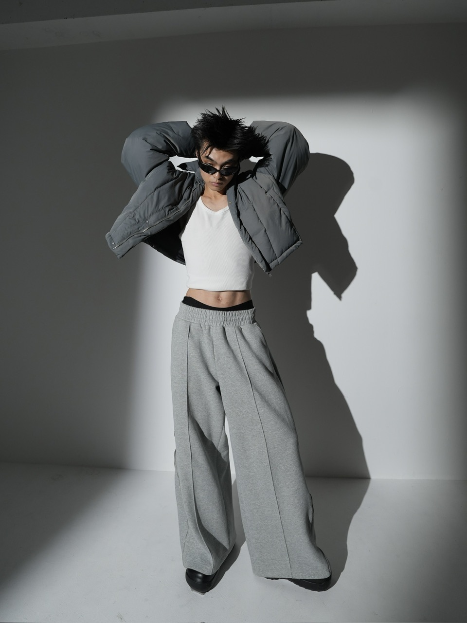 CS】2way cropped puffer jacket (charcoal) | OUR BRAND,Chikashitsu 