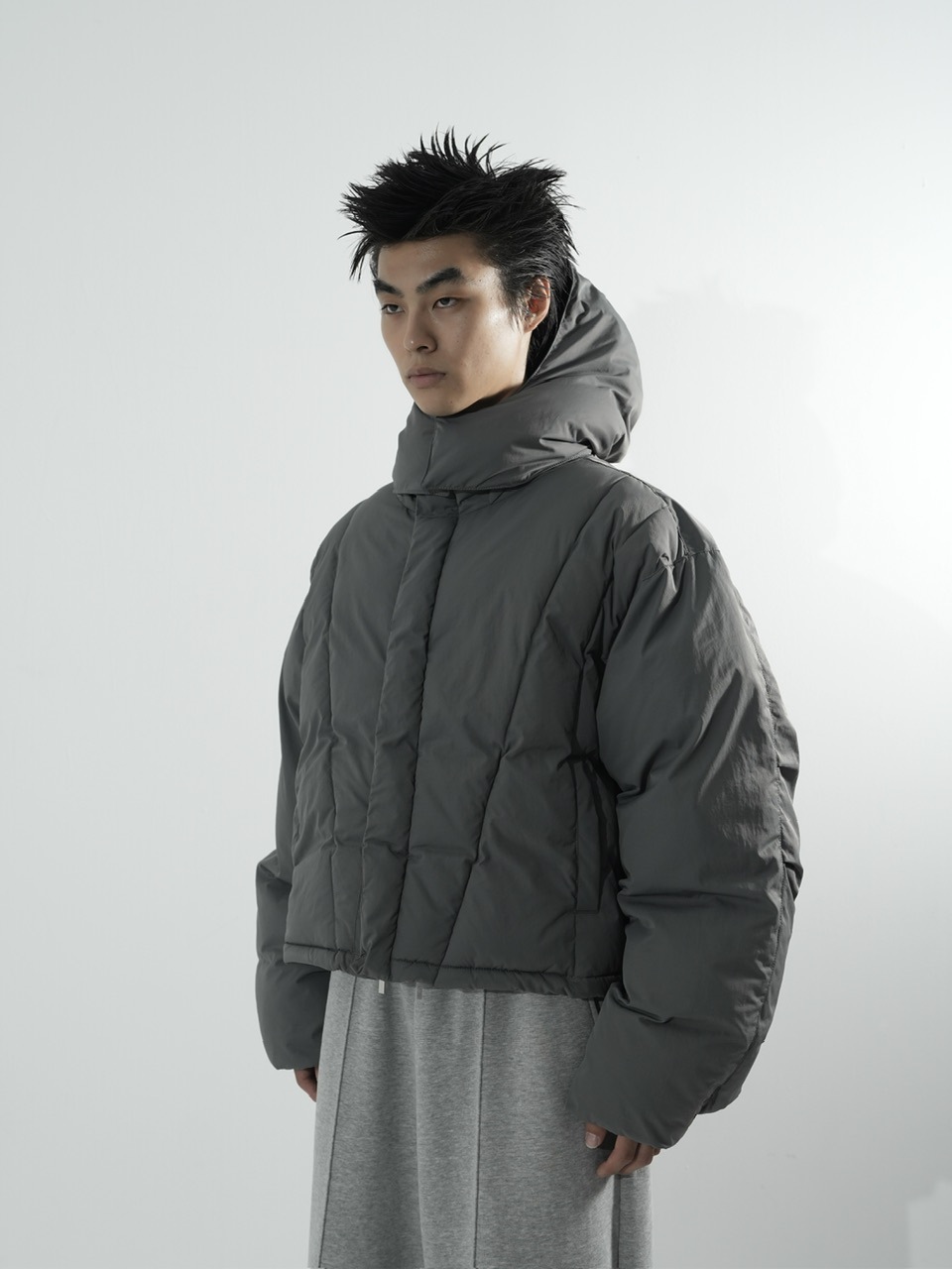 CS】2way cropped puffer jacket (charcoal) | OUR BRAND,Chikashitsu