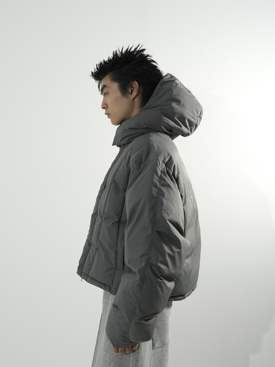 CS】2way cropped puffer jacket (charcoal) | OUR BRAND,Chikashitsu