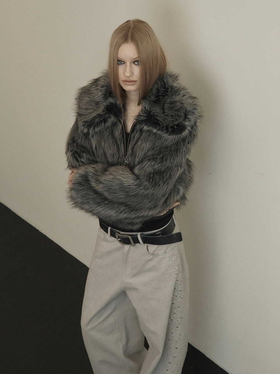 早期完売★CLUT STUDIO Cat Eco Fur jacket ジップアップ★人気 Cat Ear Fur jacket - BLACK - CLUT STUDIO | 60% - Asian