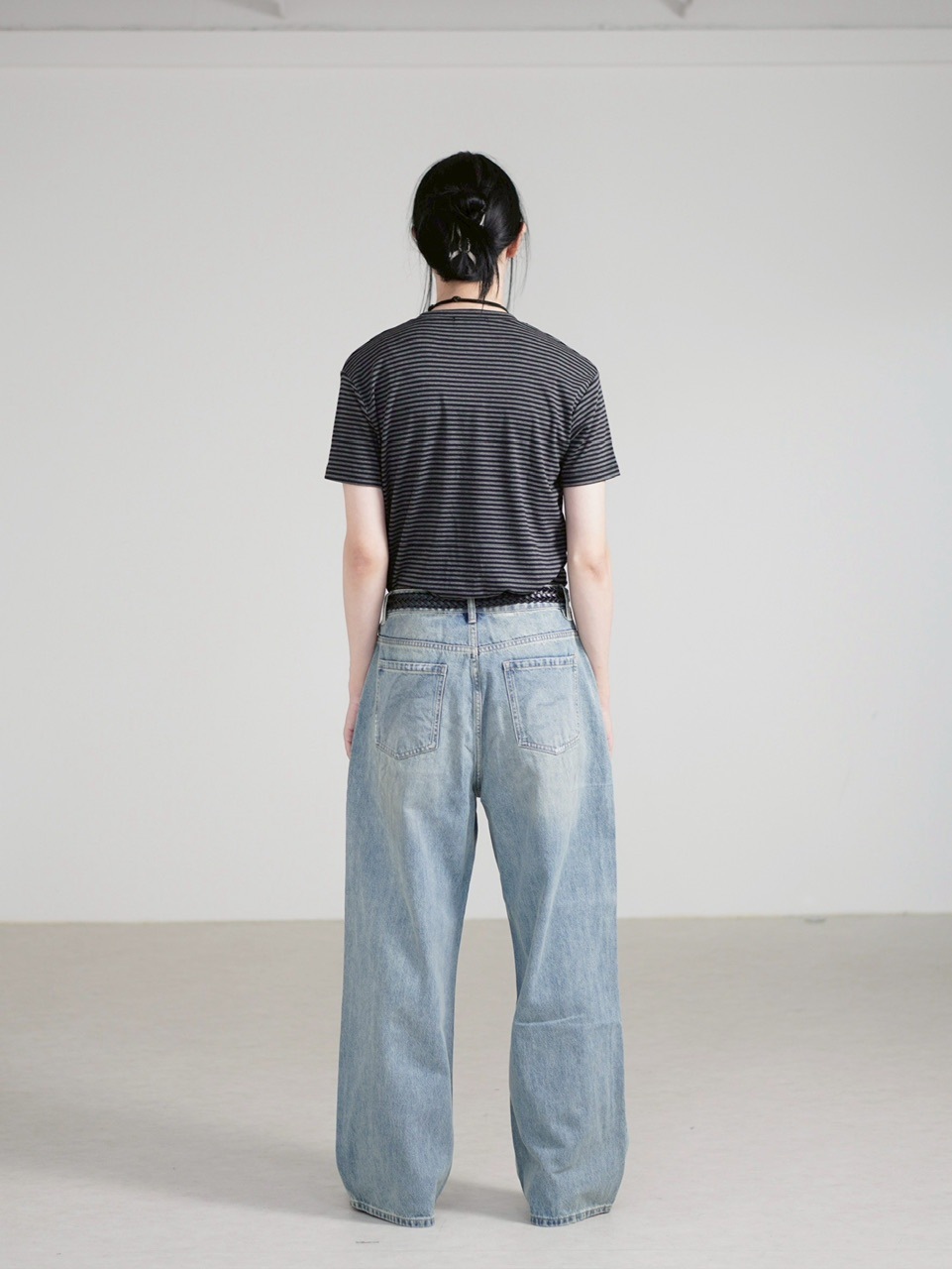 【Chikashitsu +】dirty wash semi wide denim (2color) / 【チカシツプラス】ダーティーウォッシングセミワイドデニムパンツ