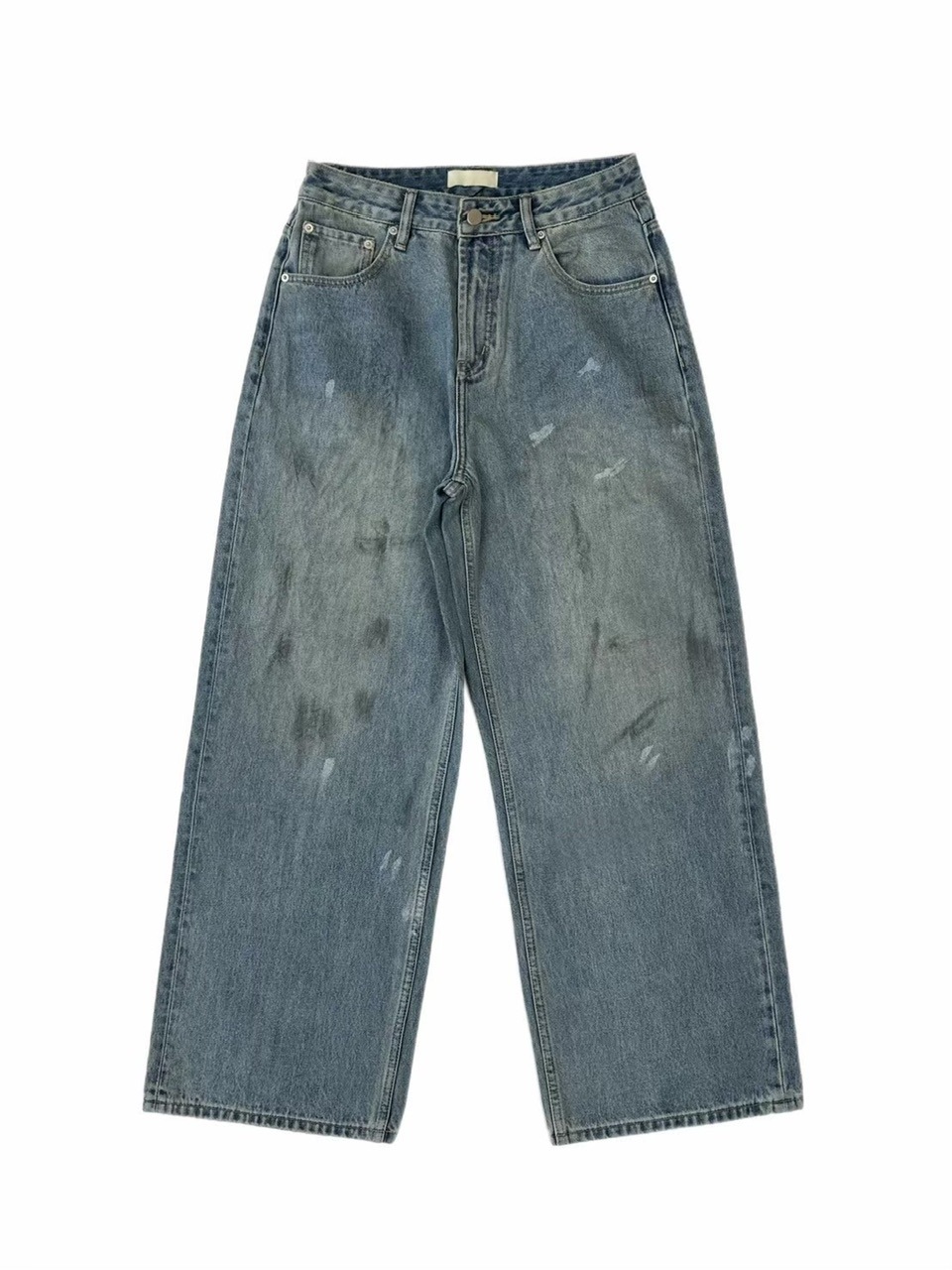 Chikashitsu +】dirty wash semi wide denim (2color