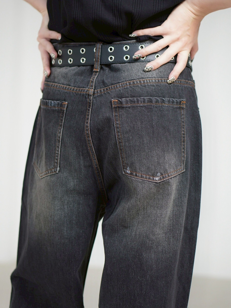 【Chikashitsu +】dirty wash semi wide denim (2color) / 【チカシツプラス】ダーティーウォッシングセミワイドデニムパンツ