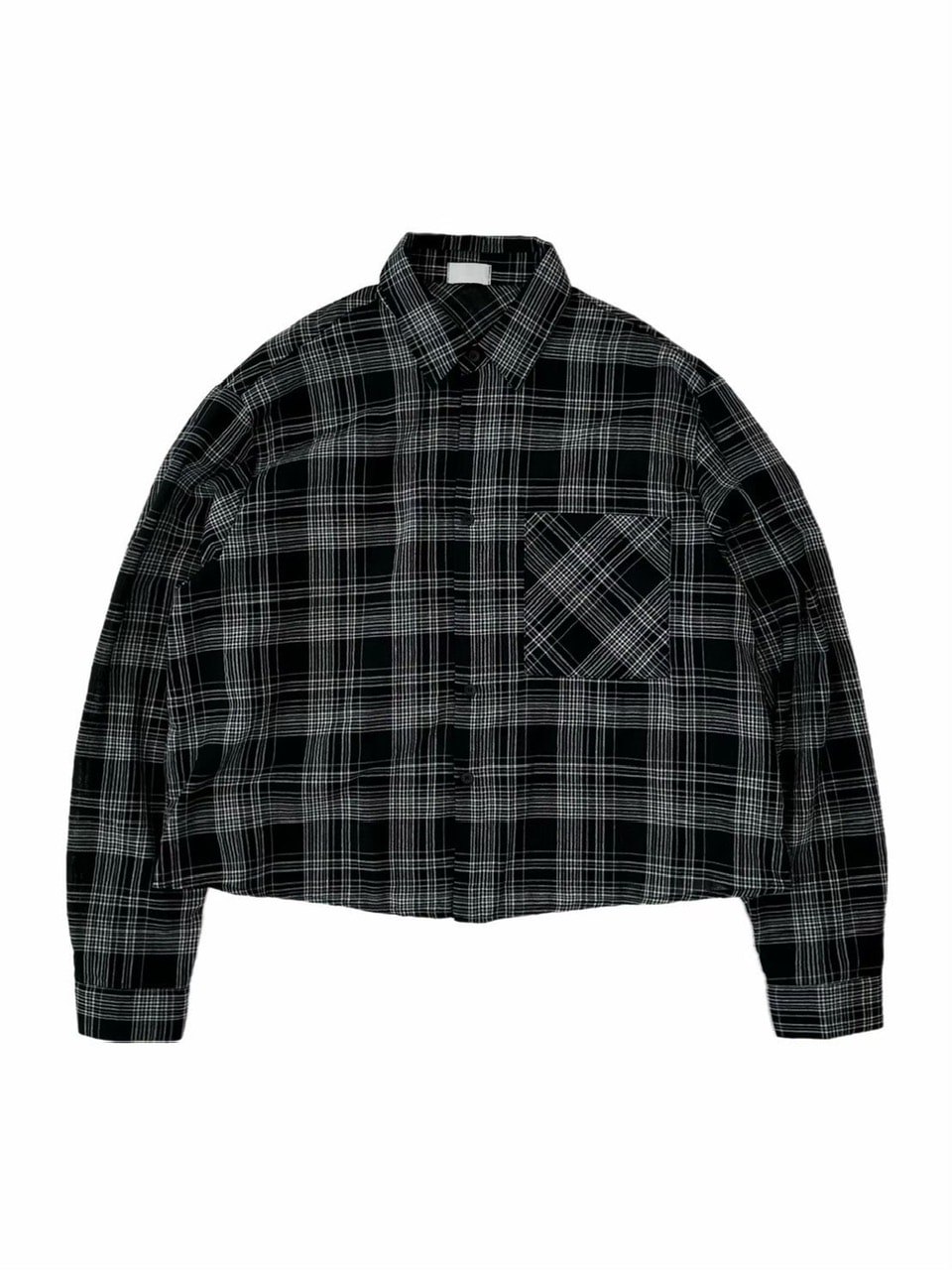 受注制【Chikashitsu +】cropped linen check shirt (3color