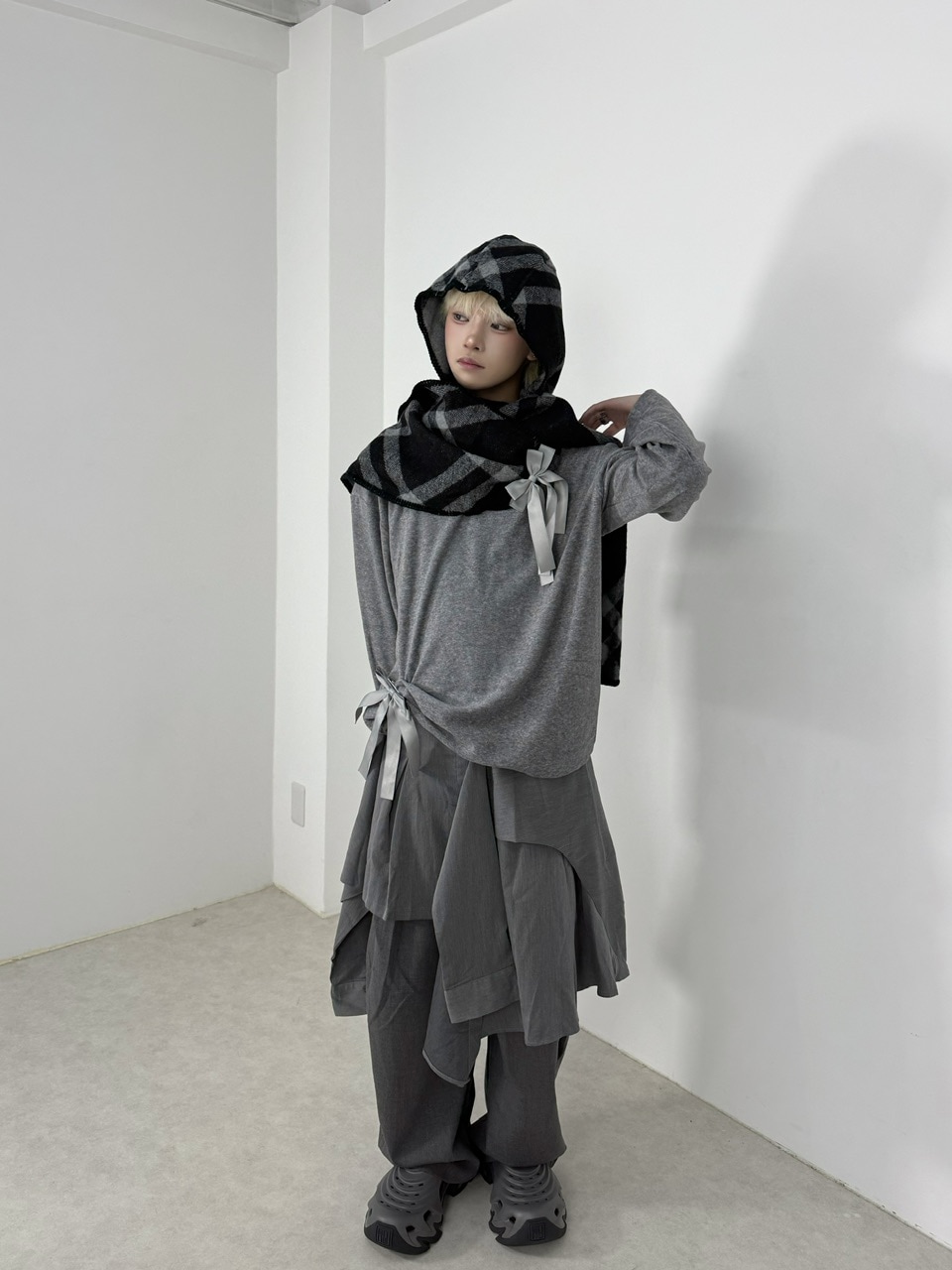 受注制【Nerd out XU】knit hood muffler / 【ナードアウトエックス