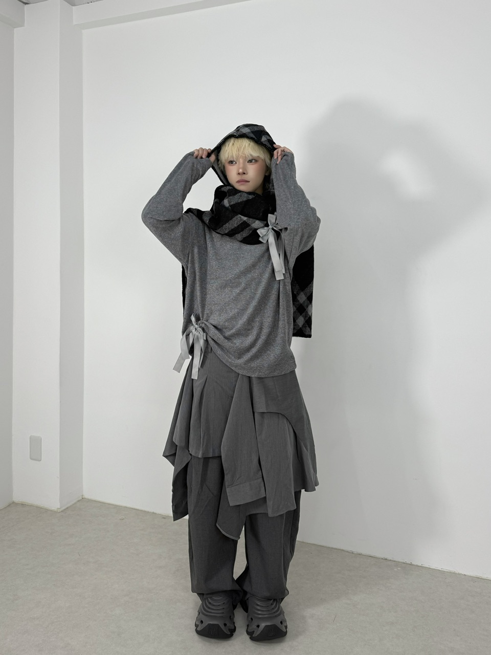 受注制【Nerd out XU】knit hood muffler / 【ナードアウトエックス