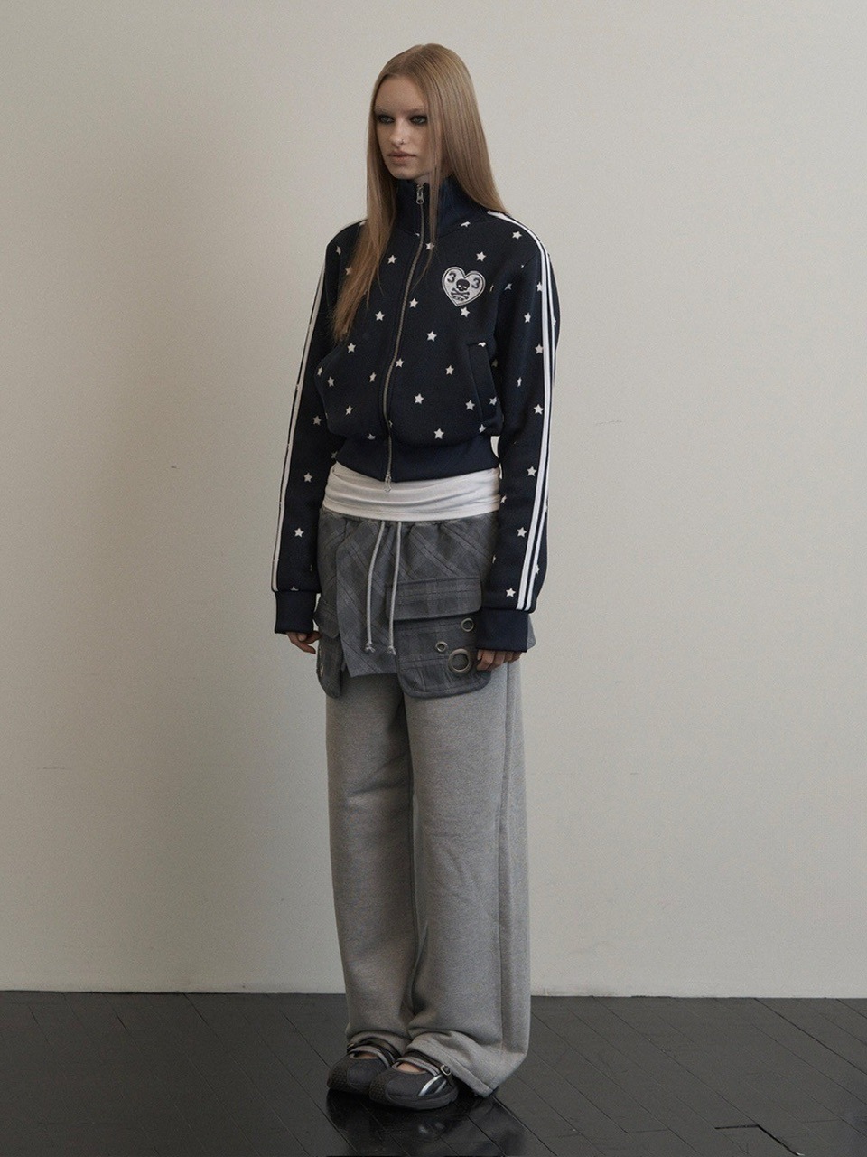 ★SETUP-EXE★CROSS STUDDED SLEEVELESS / BLACK★韓国送料込 SETUP-EXE】STAR SPORTY ZIP-UP | OUR BRAND,SETUP-EXE