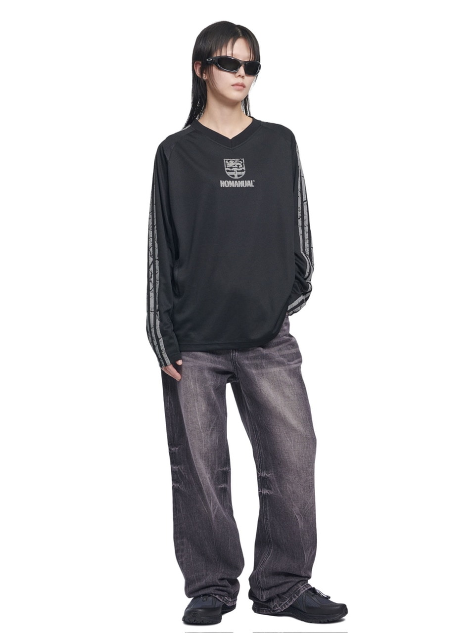 Tシャツ・カットソー NOMANUAL CRACKED LINE LONG SLEEVE UNIFORM 5JH511 NOMANUAL】CRACKED LINE LONG SLEEVE UNIFORM（Tシャツ