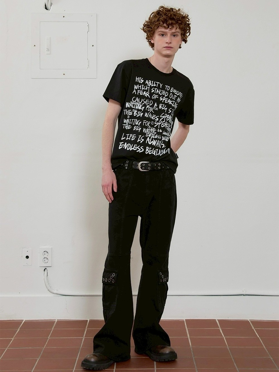 【新品未使用】ESC Studio ブラック ブーツカットデニムパンツ ESC STUDIO】eyelet denim bootcut pants / 【イーエスシー