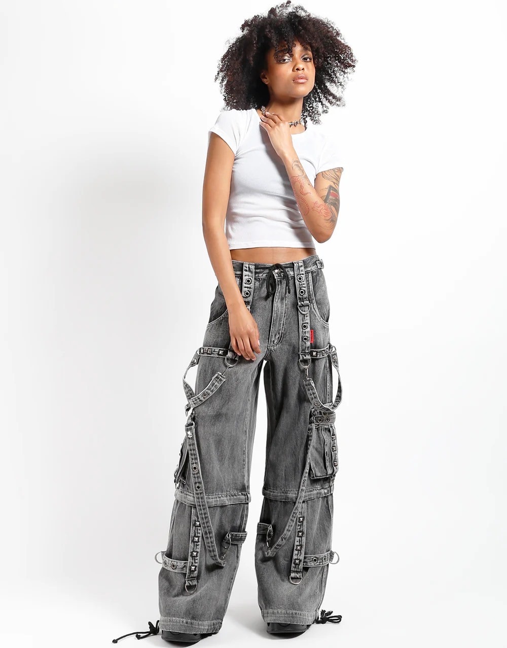 【nammi 】LINKABLE デニムエンブロイダリートップス(ブルー) FIGHTERS x Lee： DENIM STORM