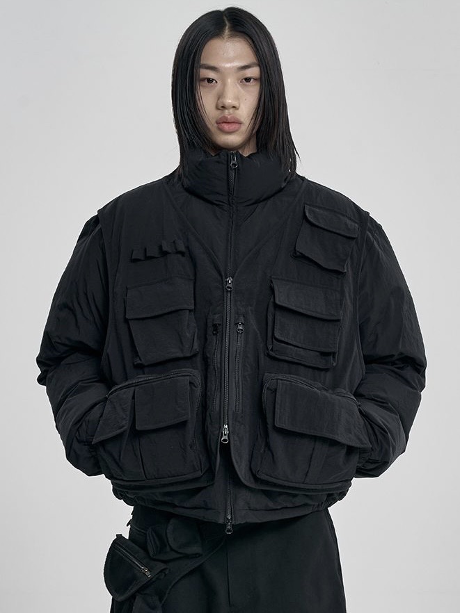 AJOBYAJO】Cargo Vest Layered Padded Jacket / 【アジョバイアジョ