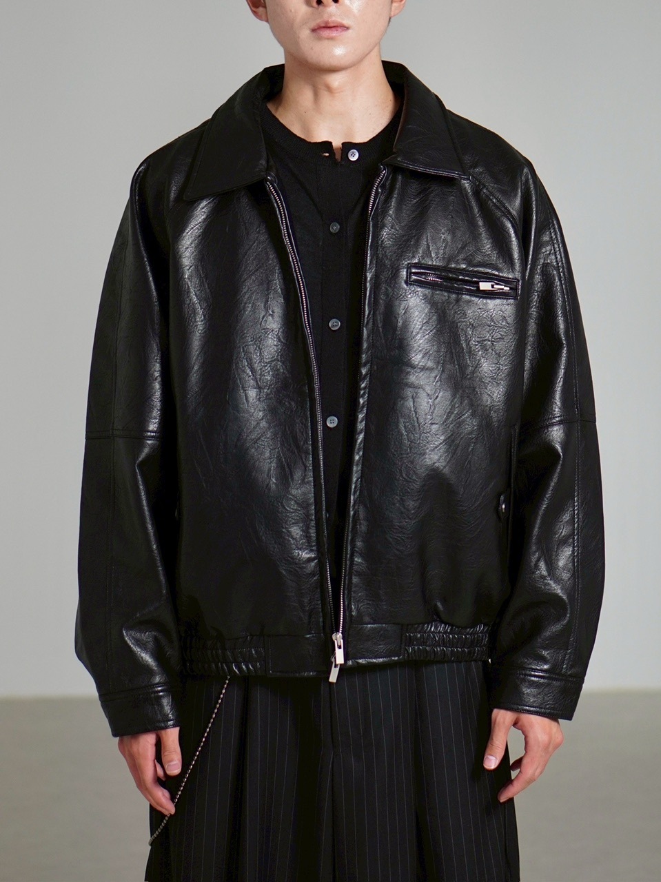 受注制【Chikashitsu +】bomber synthetic material jacket