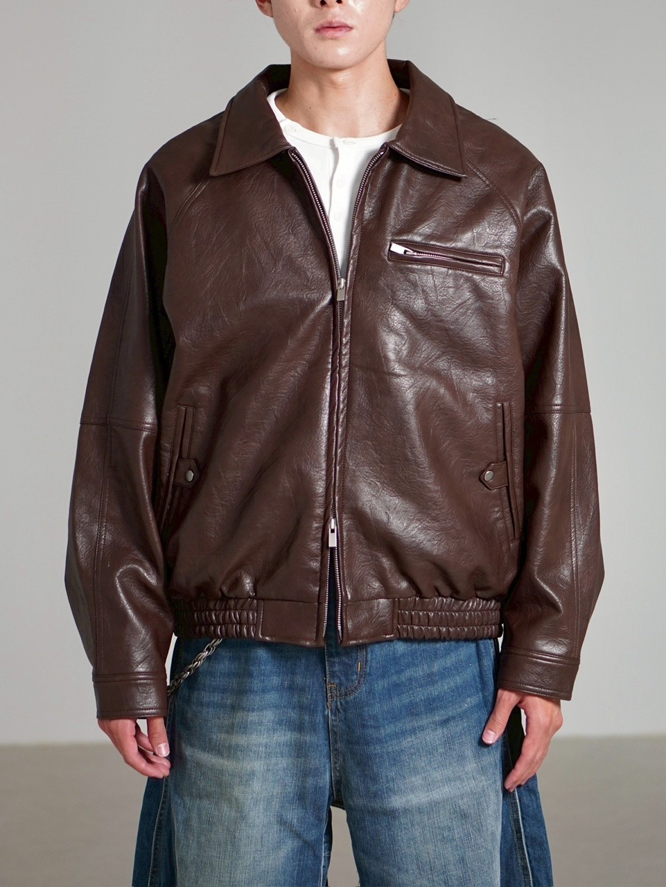 受注制【Chikashitsu +】bomber synthetic material jacket