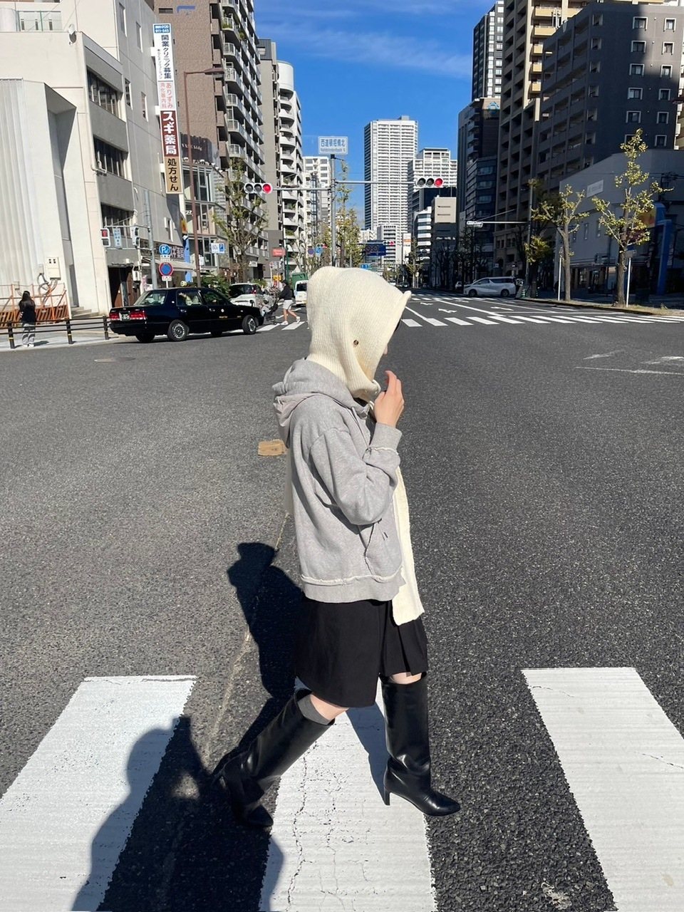【Chikashitsu +】knit hooded muffler (4color)
