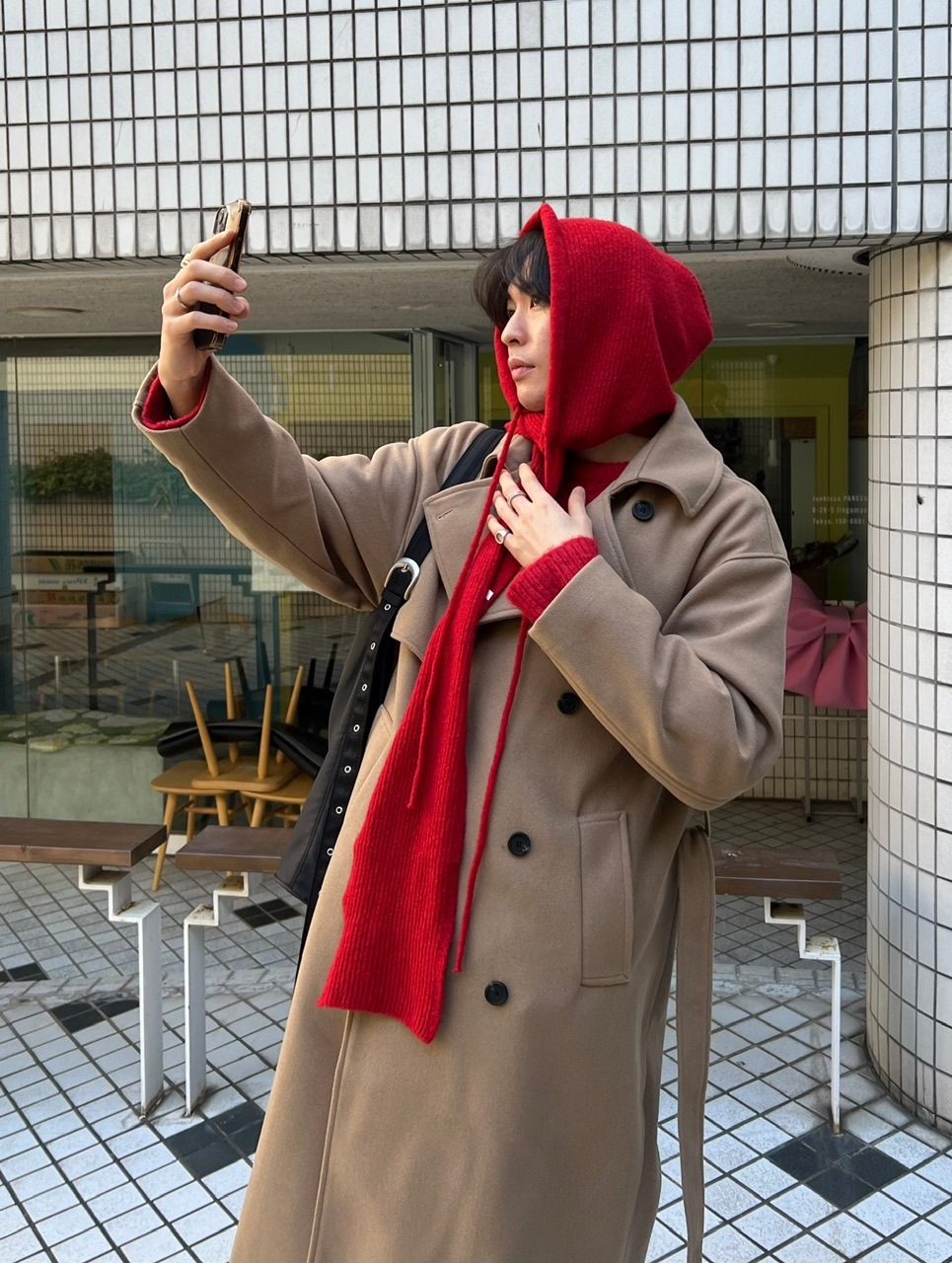 Chikashitsu +】knit hooded muffler (4color) | OUR BRAND