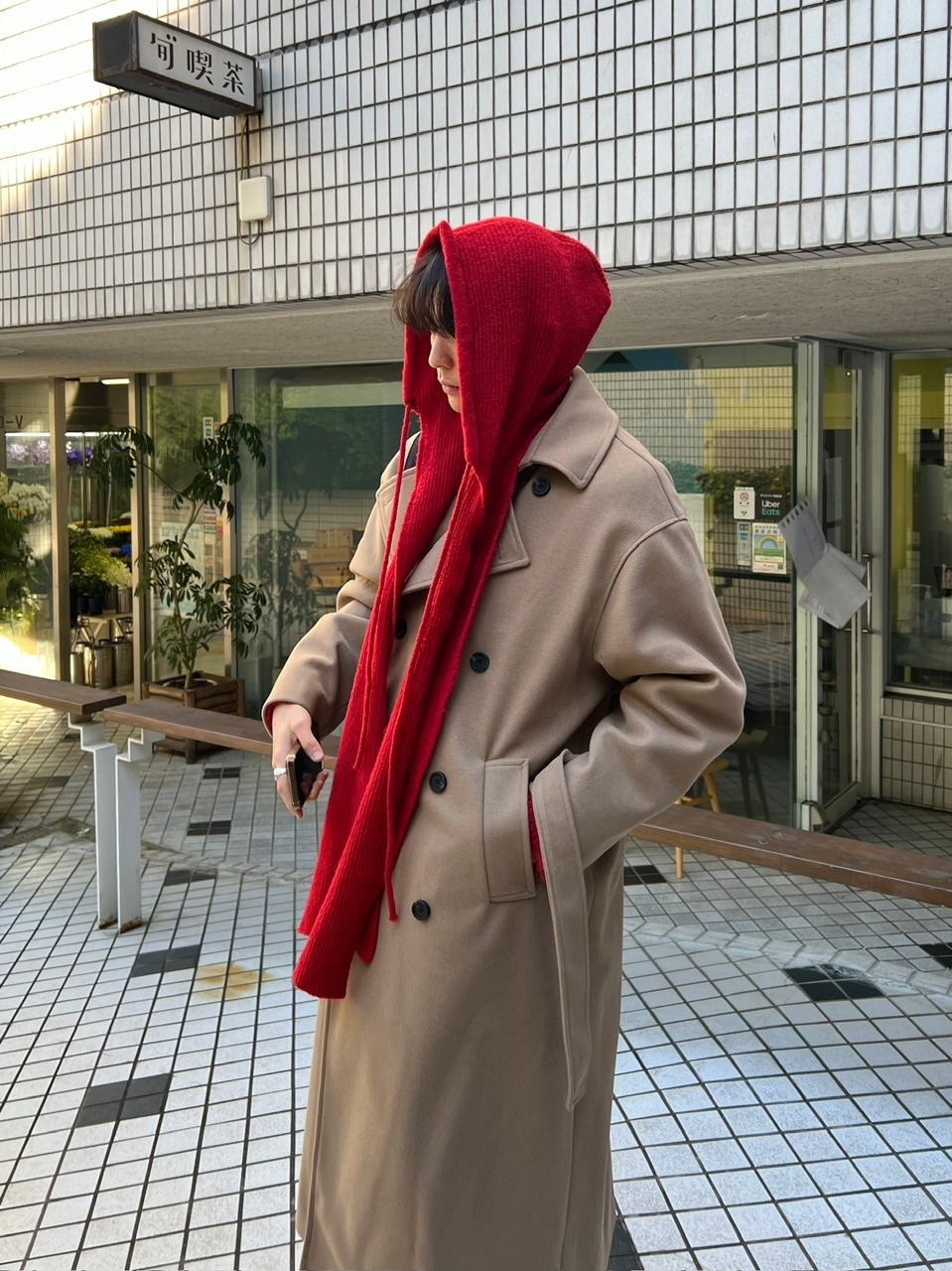 【Chikashitsu +】knit hooded muffler (4color)
