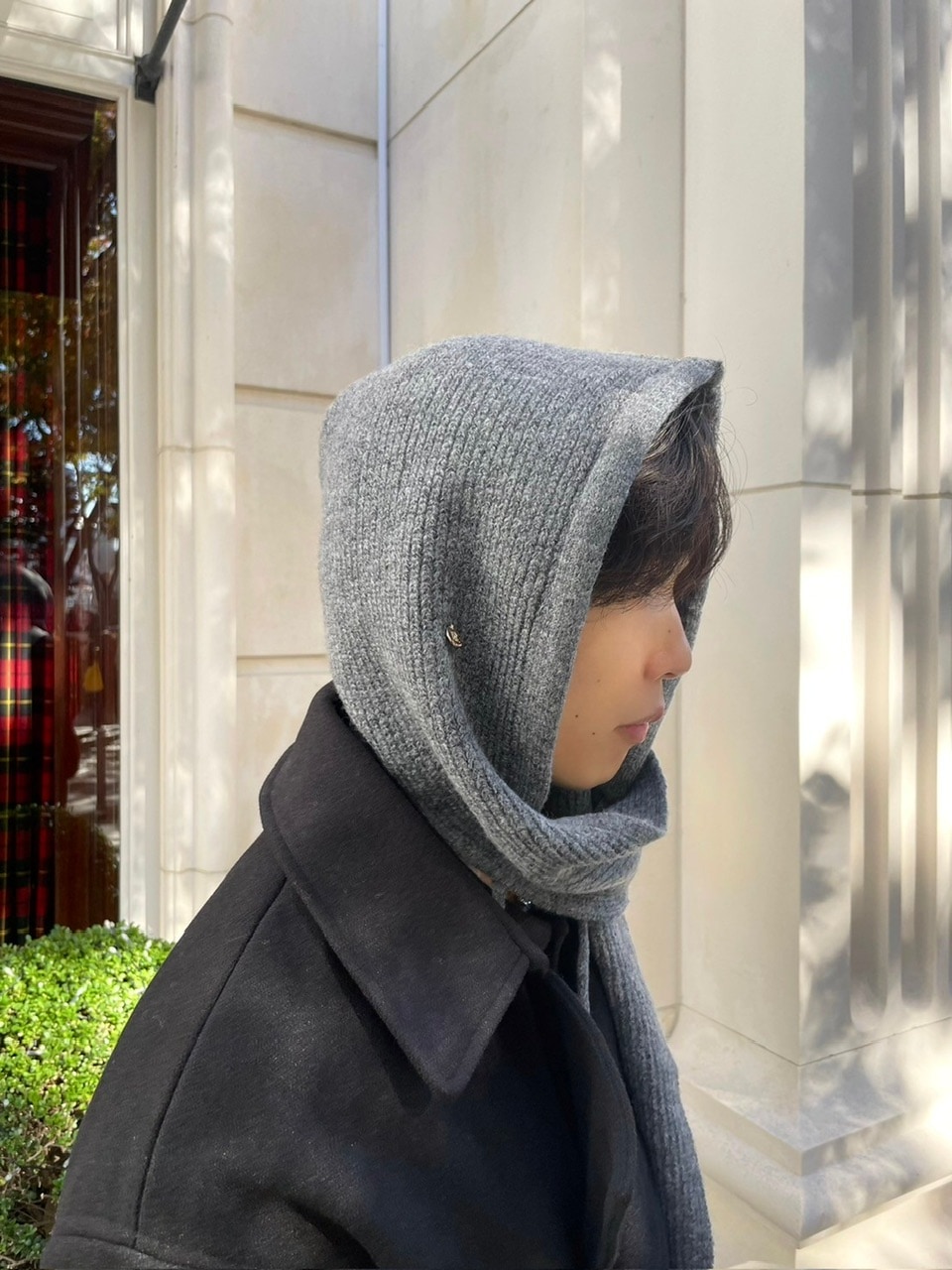 【Chikashitsu +】knit hooded muffler (4color)
