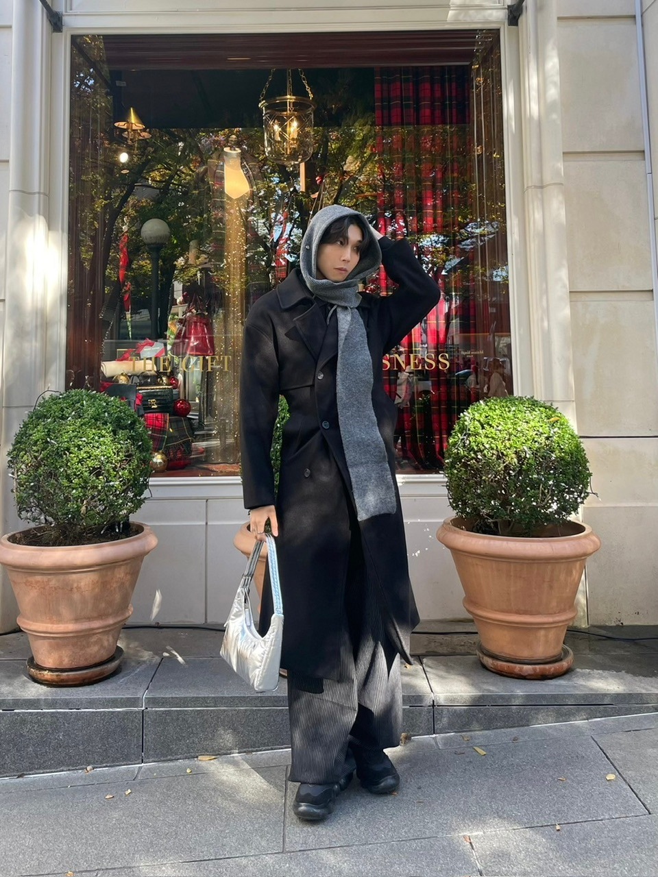 【Chikashitsu +】knit hooded muffler (4color)