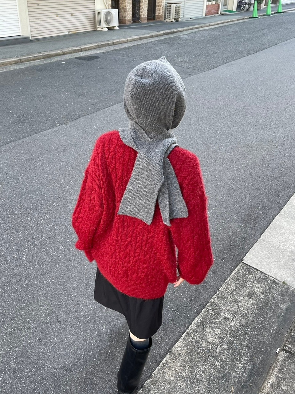 【Chikashitsu +】knit hooded muffler (4color)