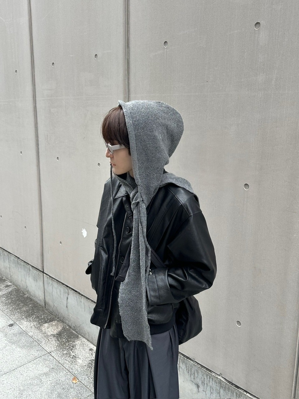 【Chikashitsu +】knit hooded muffler (4color)