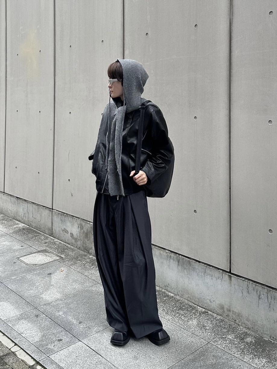 【Chikashitsu +】knit hooded muffler (4color)