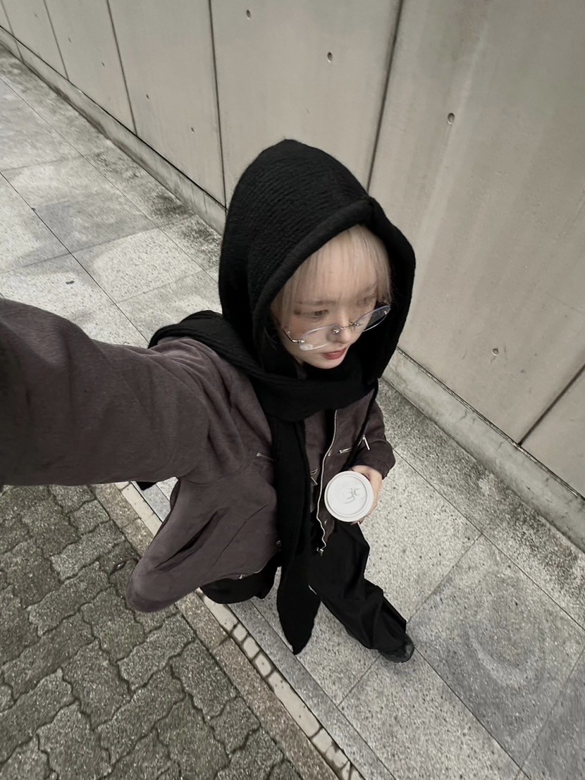 【Chikashitsu +】knit hooded muffler (4color)