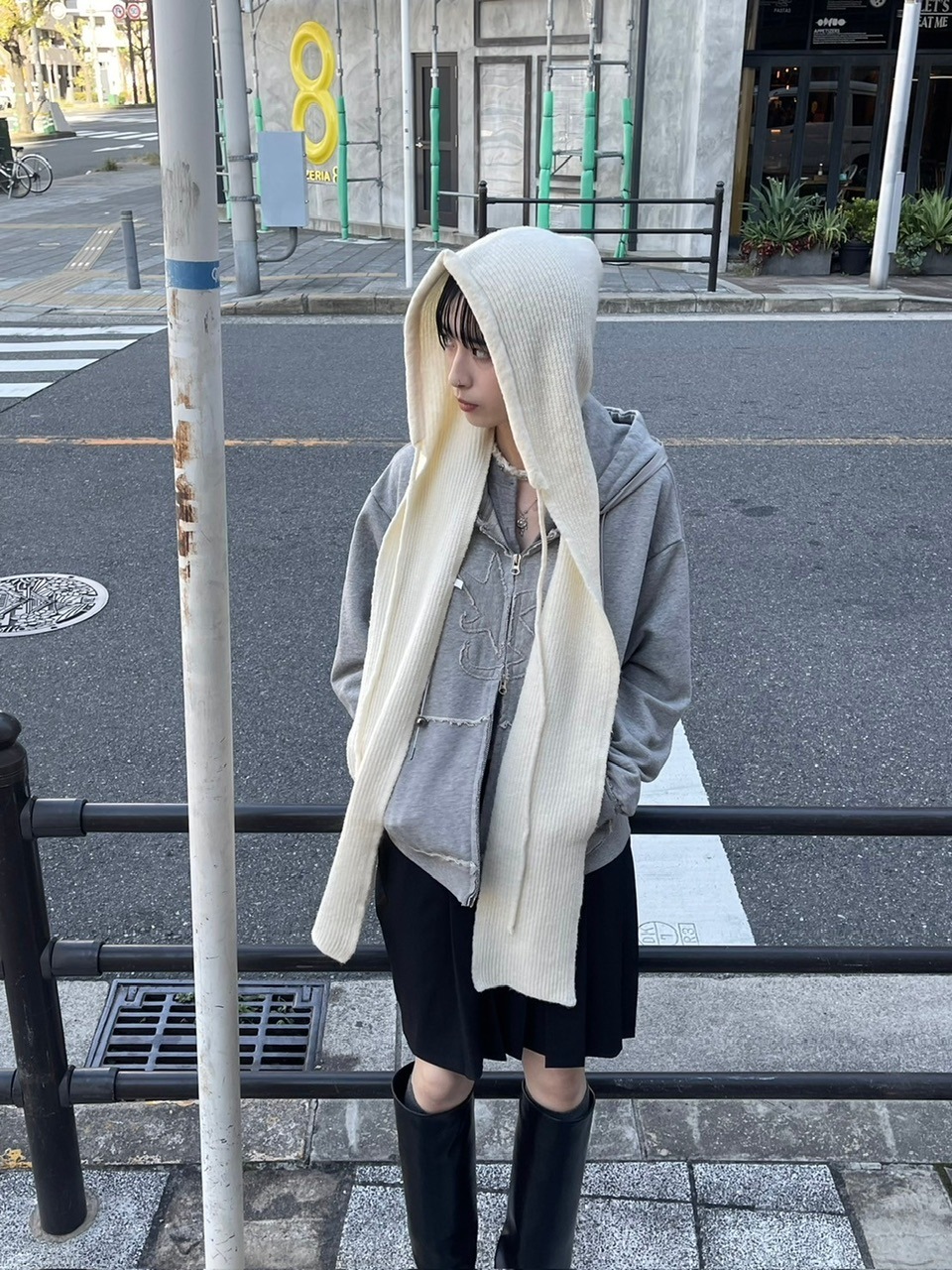 Chikashitsu +】knit hooded muffler (4color) | OUR BRAND Chikashitsu +】knit hooded muffler (4color) | OUR BRAND