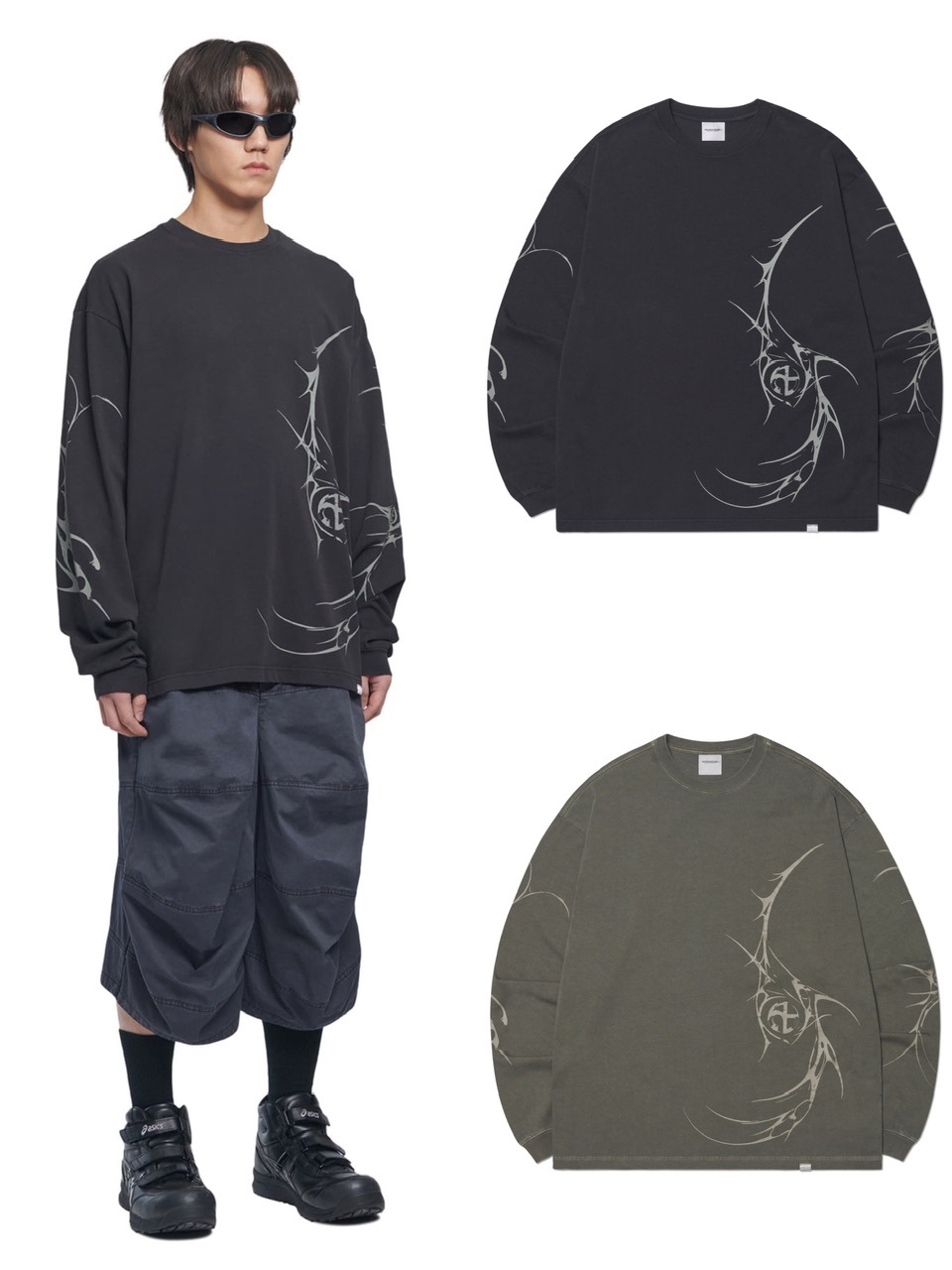 【NOMANUAL】M.P GRAPHIC LONG SLEEVE TEE / 【ノーマニュアル】グラフィックプリント長袖Tシャツ