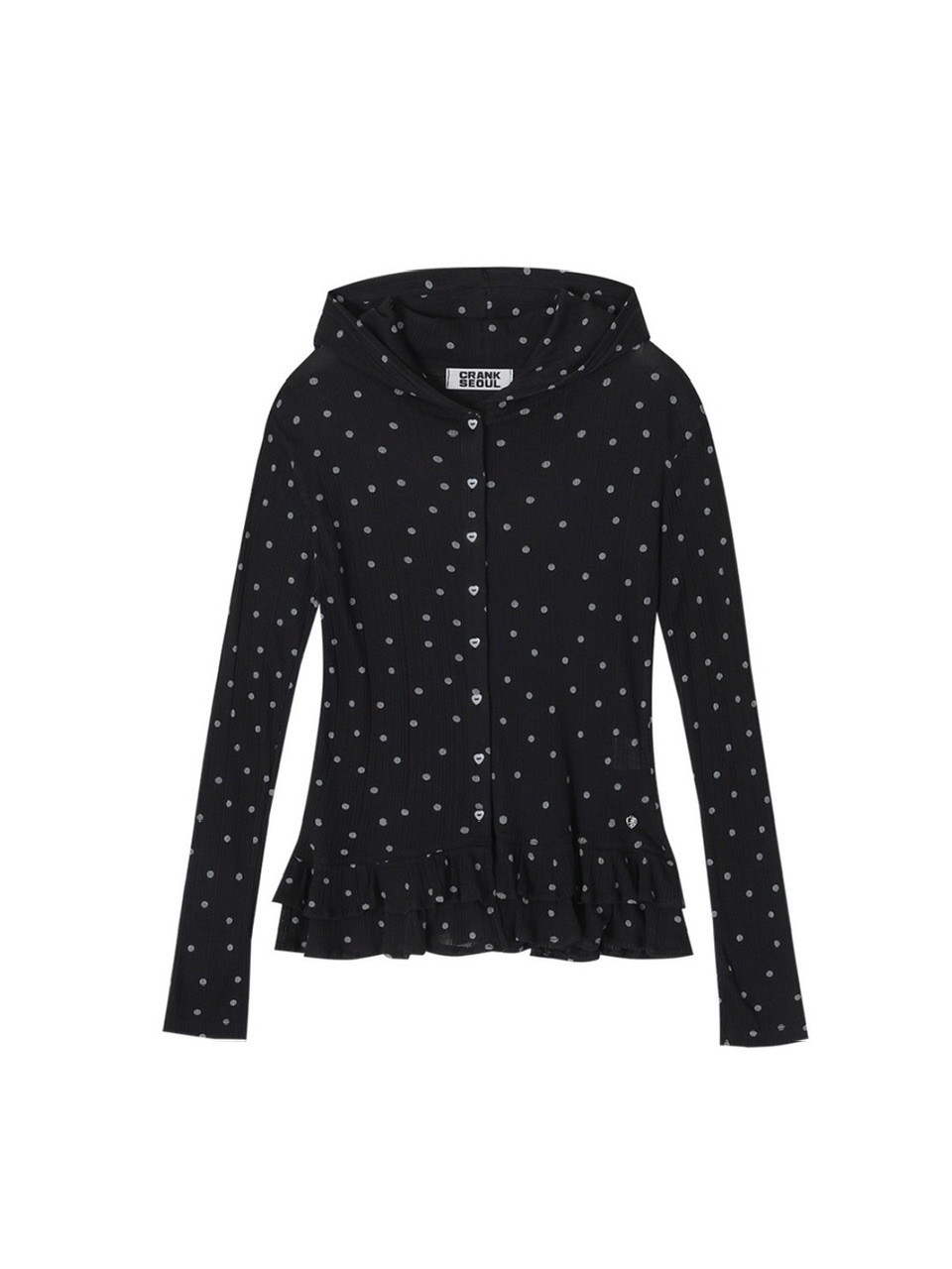 CRANK】DOT FRILL SHEER HOOD CARDIGAN | OUR BRAND,CRANK