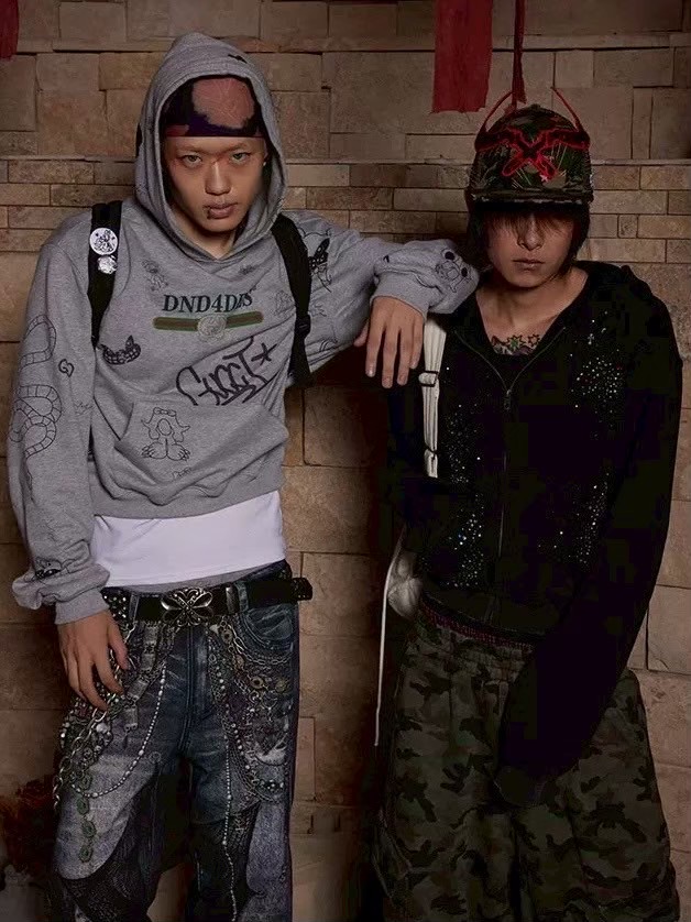 DND4DES】RHINESTONE BLACK ZIP-UP HOODIE | OUR BRAND,DND4DES